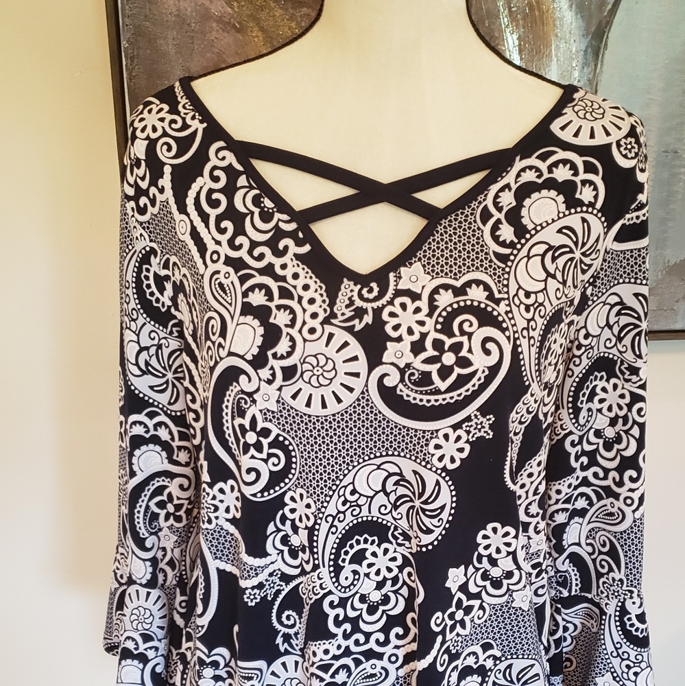 Emma and olive blouse with bell sleeves